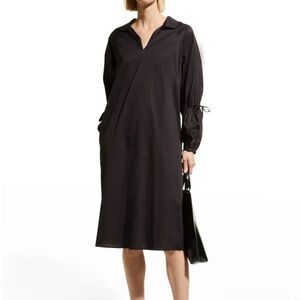 Harshman Women’s Black Cotton Tara Long-Sleeve V-Neck Shift Dress NWT Size Small